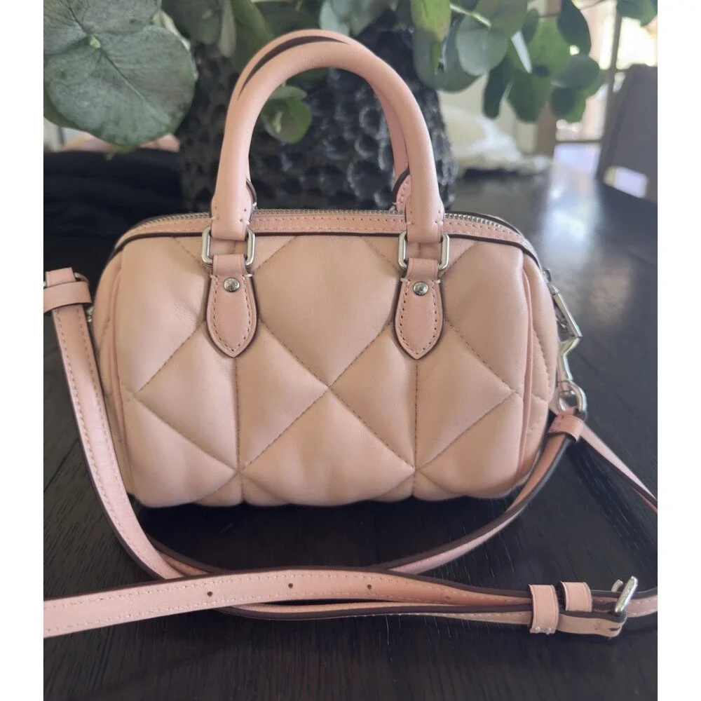 Coach CJ524 Mini Rowan Crossbody Puffy Diamond Quilting Light Pink Color NWOT